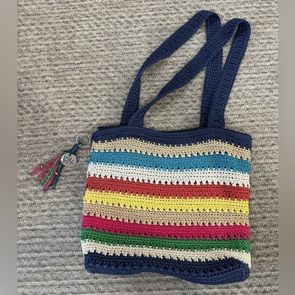 The Sak Bright Multicolor Purse Striped Crochet Shoulder Bag - Picture 4 of 7
